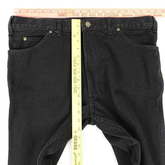Vintage 90s Mustang Western Jeans Men's 38.5x32 Boot Cut 100% Cotton Black Denim - Picture 9 of 10